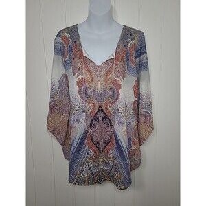 One World Top Womens Size Large Tasseled Fairy Whimsigoth Artsy Boho Y2k